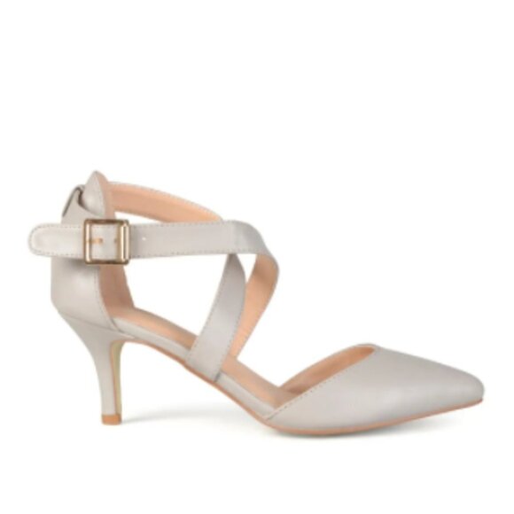 JOURNEE COLLECTION Riva Crossover Pump Heels 9Grey - Picture 1 of 7